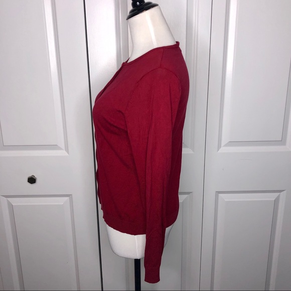 August Silk Knit Red Cardigan Sweater Medium - Picture 2 of 11